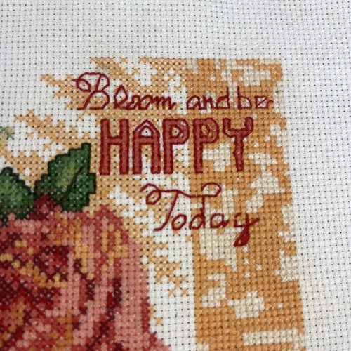 Vintage Unframed Counted Cross Stitch Bloom & Be Happy Today Sampler - Picture 2 of 4