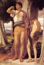 FICHA DE JONATHAN A DAVID ANTIGUO TESTAMENTO PINTURA DE BELLEZA MASCULINA POR LEIGHTON REPRO