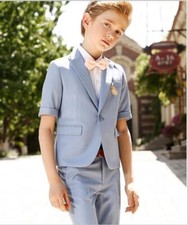 Light Blue Wedding Suit Party Prom Suit Short Sleeve Boy Suit 2 Piece 1-12 Years