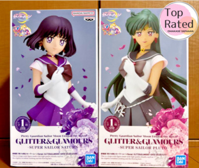 Sailor Moon Eternal Super Sailor PLUTO SATURN Figure Set Glitter Glamours JP New