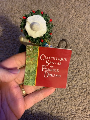 Clothtique Possible Dreams Santa #714009 Beige Santa Ornament w/ box - Picture 3 of 4