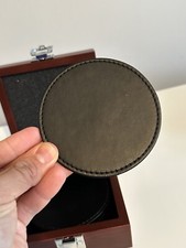 Set of 6 Leather Drink Coasters round Cup Mat Pad for Home and Kitchen Use Black