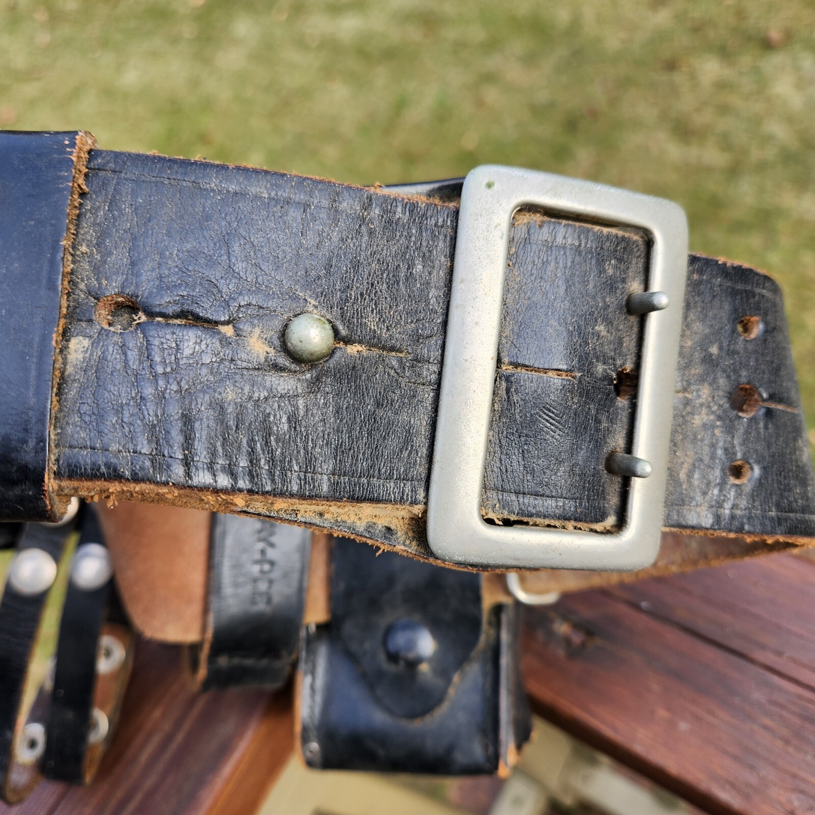 Vintage JayPee Leather Adjustable Police Gun Belt Hunting Holster 9 mm