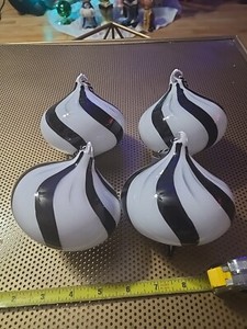 Set Of 4 Sullivans Glass Tear Drop Swirled Christmas Ornaments 