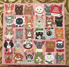 Galison Festive Fur Balls 500 Piece Jigsaw Puzzle 20" x 20" Christmas Cats