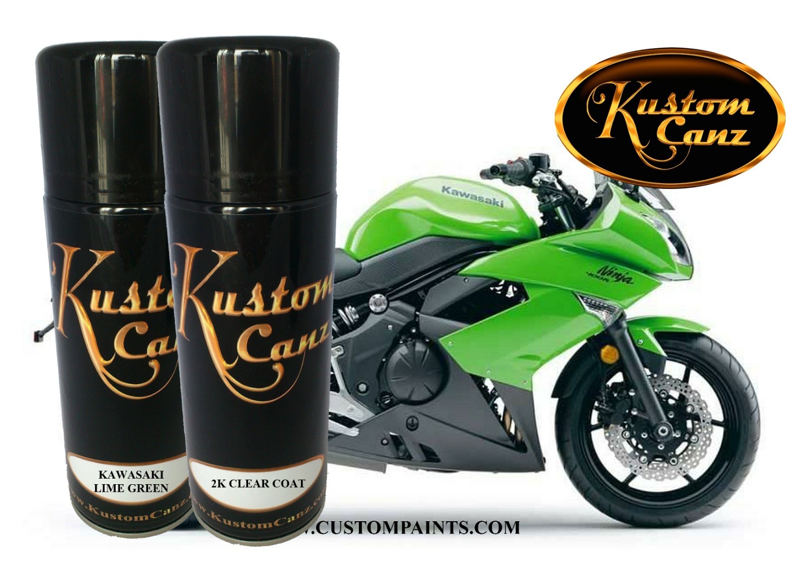 KAWASAKI Lime Green 12oz Aerosol Paint Can Kit for Motorcycle Automotive Hotrod