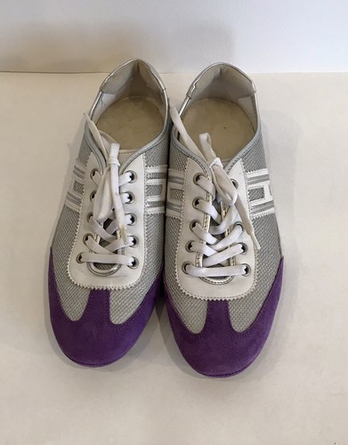 Hogan Size 38 (7.5) Silver Purple Designer Sneakers Luxury Designer - Picture 2 of 9