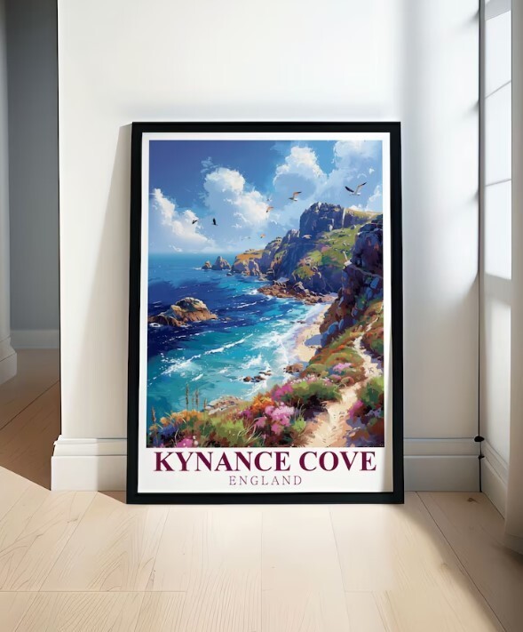 Rugged Cliffs Kynance Cove Travel Art Print Poster