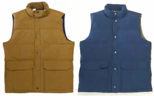 NWT GAP Men's Puffer Vest Sz M-L Blue Brown Pockets  Snap Closure