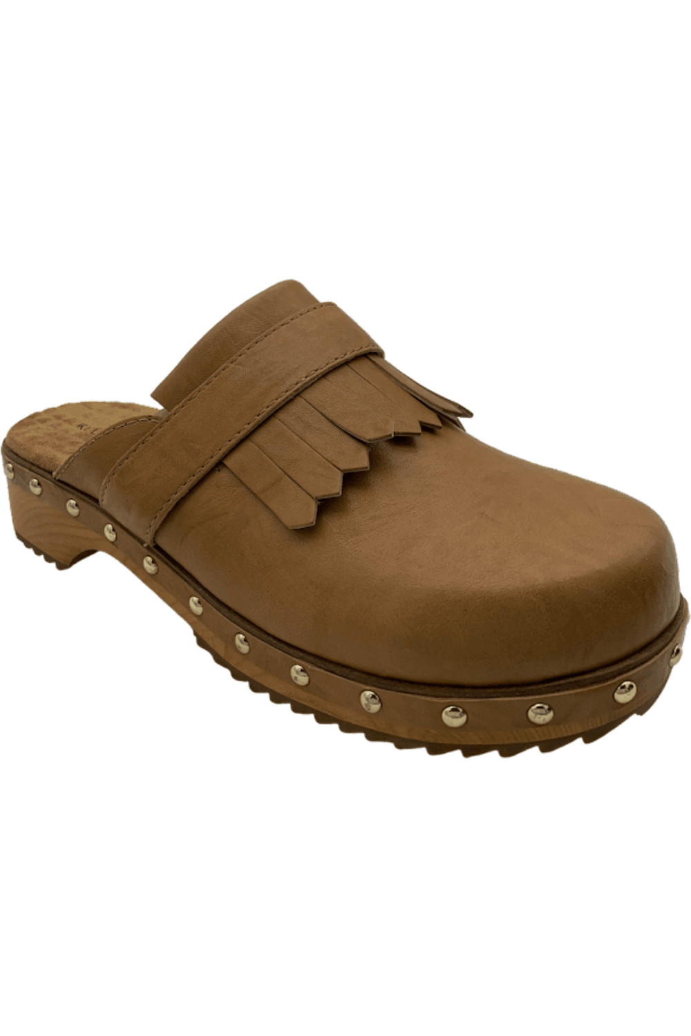 Сабо Kelsi Dagger с деревянным дном и кожаными заклепками Hobby Tan