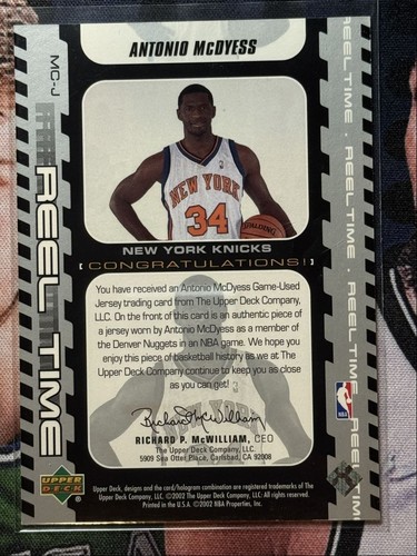 2002-03 Upper Deck Reel Time Generations Jersey Antonio McDyess New York Knicks - Picture 2 of 2