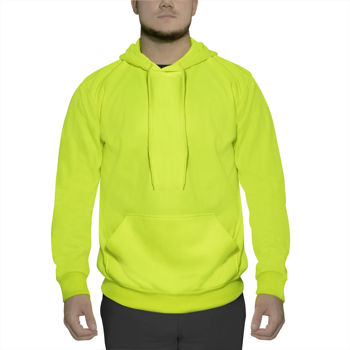 Mens Safety Green High Vis Performance Hoodie Pullover Sweatshirt