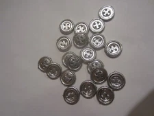 Lot of 20 Metal 1/2" Round Flat Rough Cut Rustic 4 Hole Button NEW