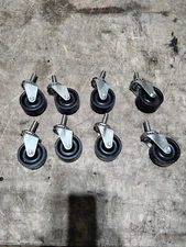 8 Pack 2 Inch Stem Caster Swivel Black Polyurethane Caster Wheels