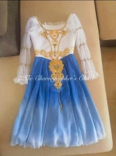 Professional Pas De Trois Swan Lake Blue Chiffon Ballet Dance Dress NO TARIFFS