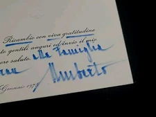 Umberto II Signed Royal Card Autographed King of Italy Emperor Ethiopia Royalty