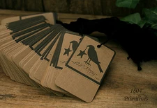 100 Primitive CROW Kraft Hang Tags ~ Pre-Strung & Perforated for Price