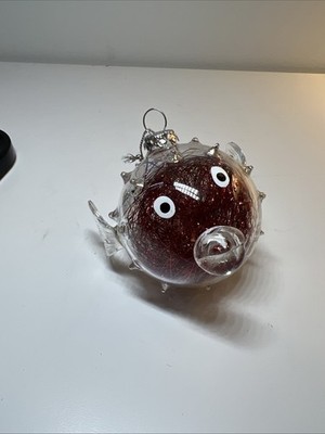 Handblown Glass Puffer Fish  Ornament