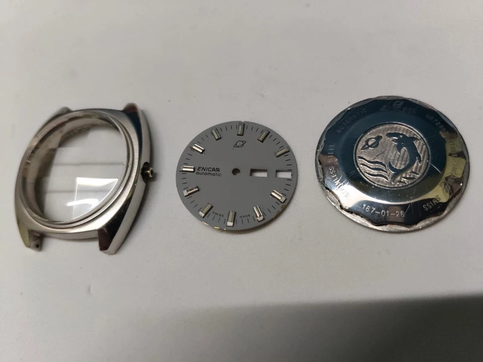 ENICAR AUTOMATIC CASE &DAIL CAL NO.AR-167 CROWN AT-3 O'CLOCK DAY/DATE ON-3 A-568 - Image 2 of 4