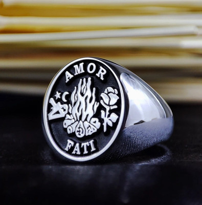 Amor Fati Stoic Men's Signet Ring 925 Sterling Silver Handcrafted Ring Duty Free