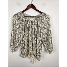 Blusa Campesina Denim & Supply Ralph Lauren Floral Cachemira Rojo Crema Borla M