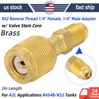 HVAC R32 Reverse Thread Adapter For A2L R454B/R32 Tanks 1/4'' Female, 1/4'' Male