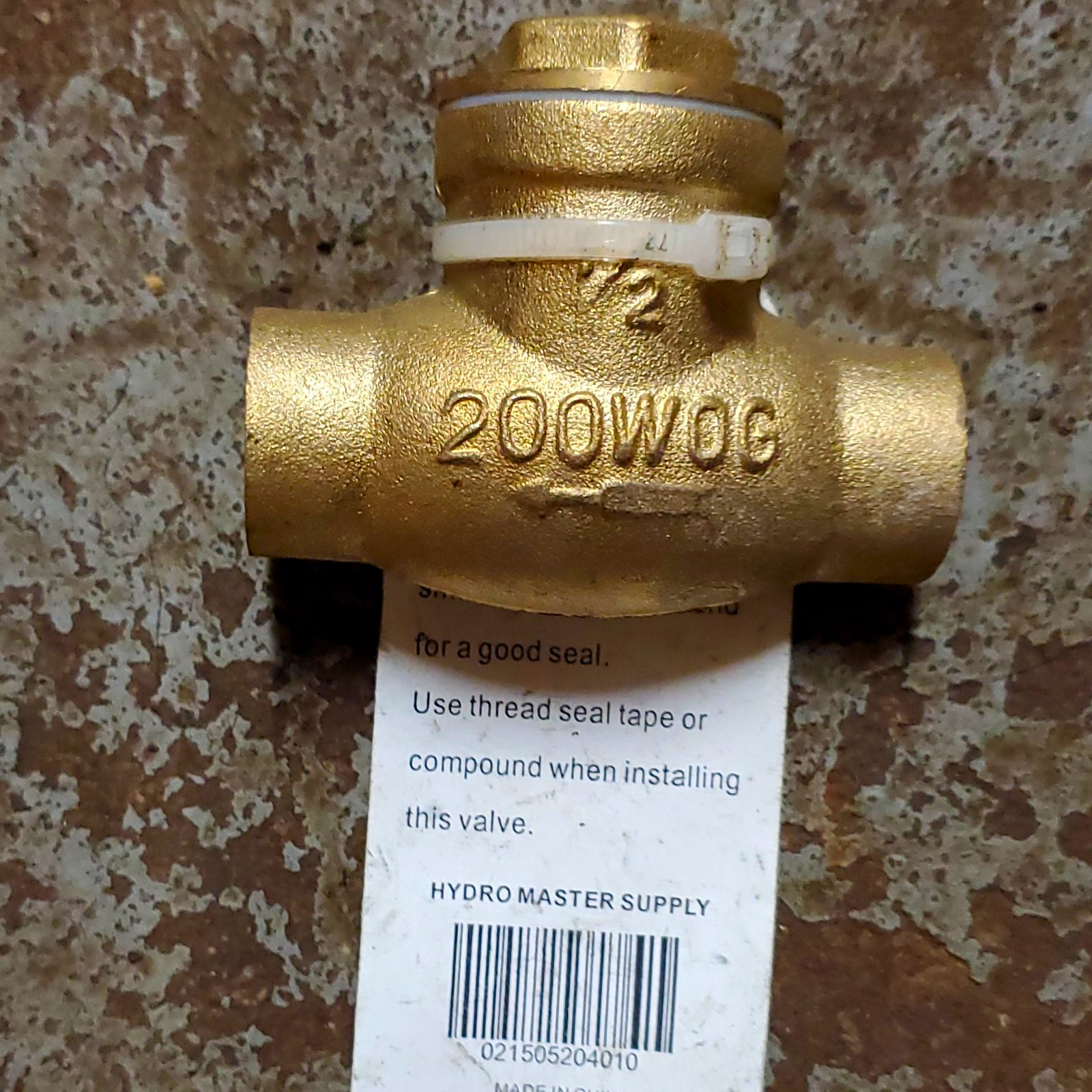 Hydro Master Supply 1/2in Brass Swing Check Valve CxC Lead Free 200 WOG