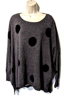 Halogen Women's Oversized Polka Dot Crewneck Sweater Sz 1X Wool/Cashmere EUC