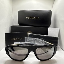Versace VE 4436U GB1/81 Black Plastic Pillow Sunglasses Grey Polarized Lens