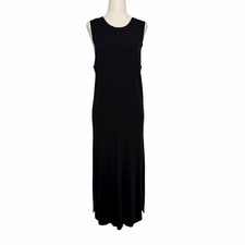 Banana Republic Black Ribbed Sleeveless Side Vent Knit Tank Dress