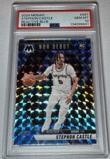 PSA 10 💎 2024-25 Panini Mosaic RC Stephon Castle REACTIVE BLUE PRIZM 267 Rookie
