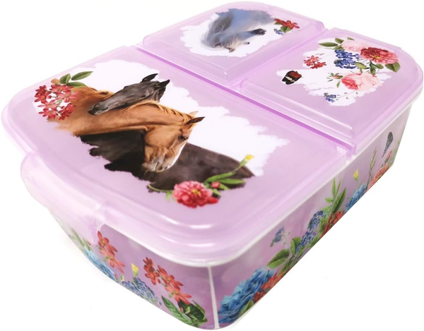 Theonoi Pferd Lunchbox Mit FäChern – Kinder Brotdose Mit Unterteilung, Bpa-Frei-image