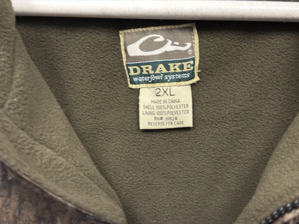 Drake Waterfowl MST Pullover 1/4 Zip Jacket Mossy Oak Bottomland Fleece 2XL - Image 4 of 4