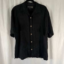 Nat Nast 100 SIlk Men's Medium Black Embroidered New Orlands Jazz Short Sleeve