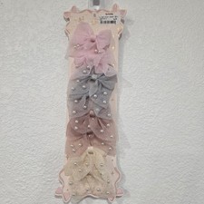 Set Of 8 New Hair Bows For Girls. Multi Color With Pearls