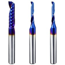 O-Flute Spiral Router Bit Set, 1/4 Inch Shank, Nano-Coated Solid Carbide CNC ...