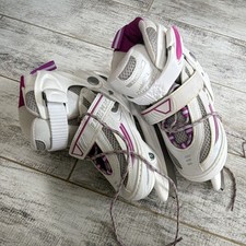 Lake Placid Summit Youth Adjustable Ice Skates J10-J13 White/Purple/Gray