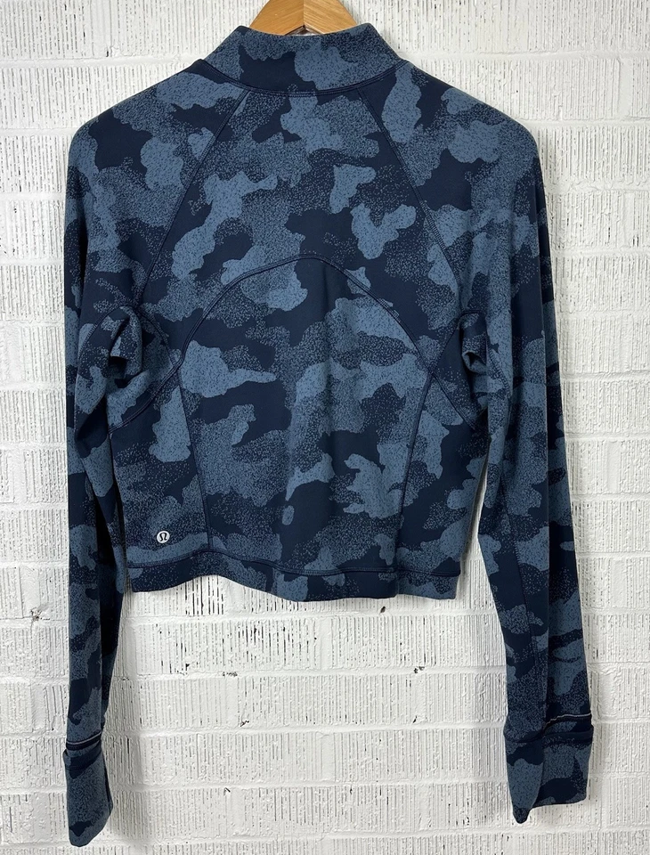 Pullover Lululemon Its Rulu Run Recortado Media Cremallera Camuflaje Jacquard Azul Marino Verdadero Talla 14 Foto 3 de 4