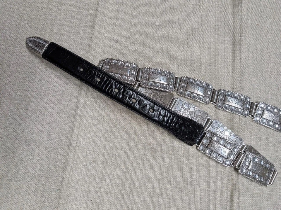 Cinturón con hebilla vintage NOCONA CONCHO metal cuero 38 tachonado WESTERN estrás Foto 3 de 4