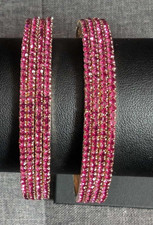 New Pakistani Indian-Gold Plated Bangle Set With Crystals Size All Sizes Wedding