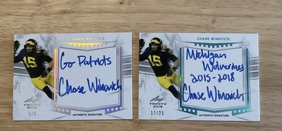 2019 Leaf Trinity Inscriptions Silver /5, Blue /25 Chase Winovich #A-CW3 X2 S800