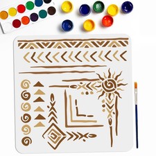 Tribal Totem Stencil 11.8 11.8inch Tribal Geometric Border Stencils with Pain...