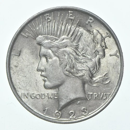 (1) 1923 (P) Choice AU Peace Silver Dollar 90% - CH AU Almost Unc - Luster *0398