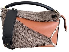 Loewe Medium Puzzle Bag Brown Woven Textile New With Tags