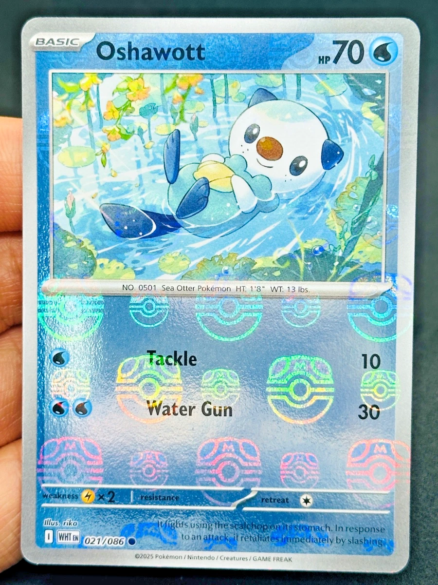 oshawott pokemon card holographic 021/086 Holo Promo TCG White Black Star Promos Oshawott Holo Promo - White
