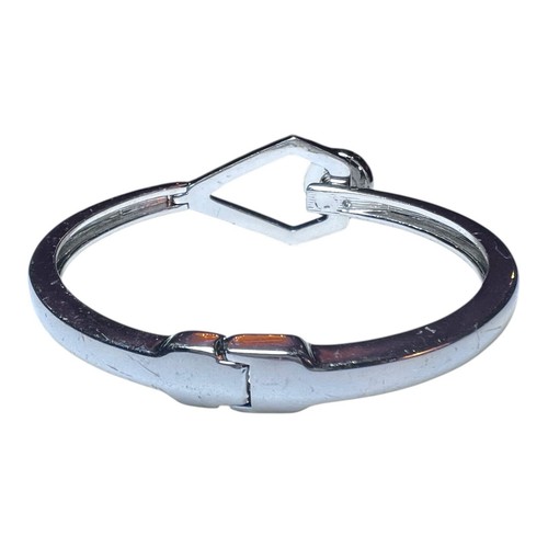 White House Black Market Geometric Hinged Bangle Bracelet w Swarovski Crystal - Picture 8 of 12