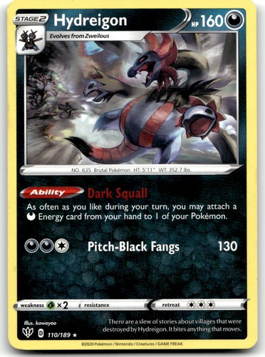 Hydreigon 110/189 SWSH03: Darkness Ablaze Rare Normal Pokemon TCG LP