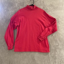 Vintage Fruit Of The Loom Turtleneck Red USA Made Single Stitch Blank Men Lg