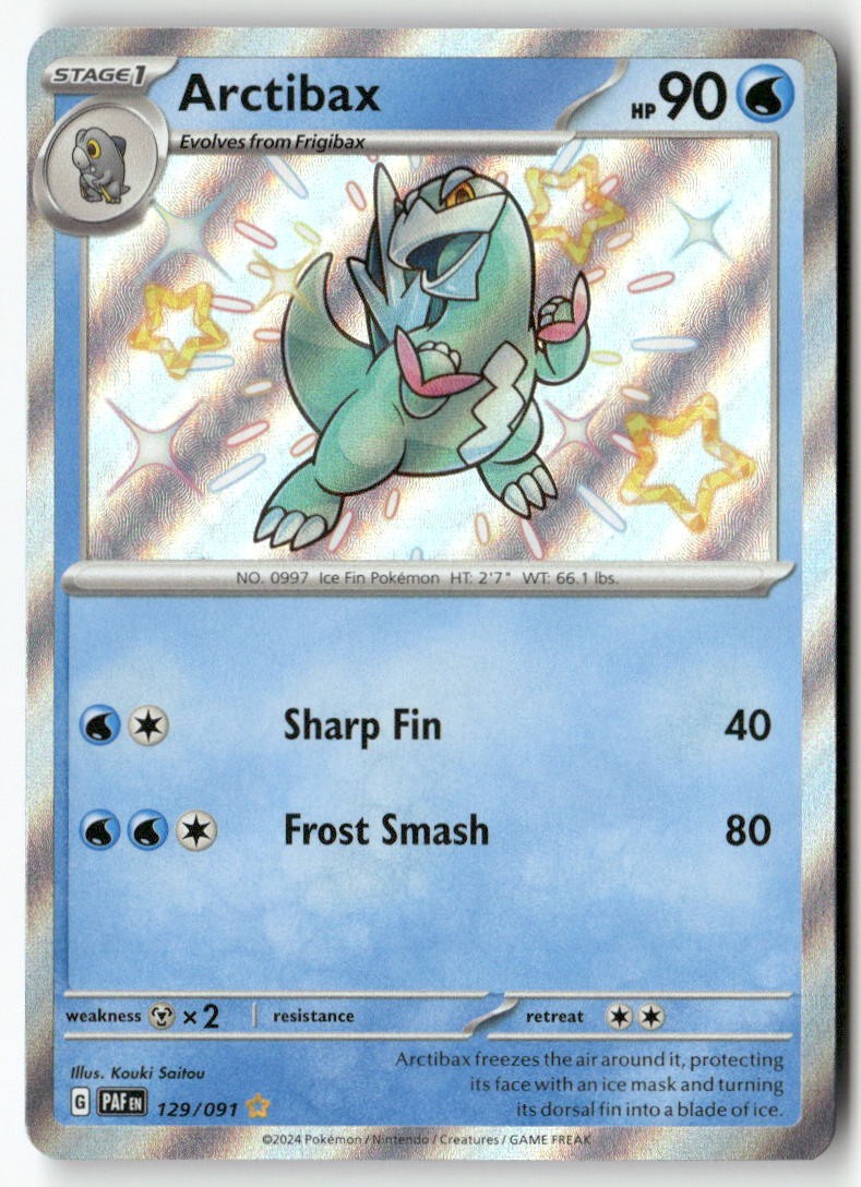 Arctibax 129/091 Shiny Rare Paldean Fates Pokemon Holo Near Mint