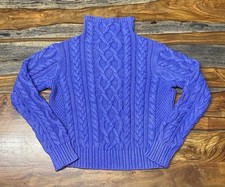 Polo Ralph Lauren Aran-Knit Cotton Turtleneck Sweater Fisherman Women  s Size XS
